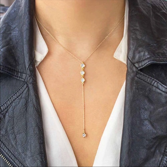 SHELLY🌟gold boho crystal drop necklace - Picture 3 of 3